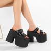 Gdgydh Goth Vleermuis Gesp Decor Plateau Sandalen voor Dames Mode Open Teen Zomer Schoenen Instappers Hoge Hak Sandalen Slingback Buiten