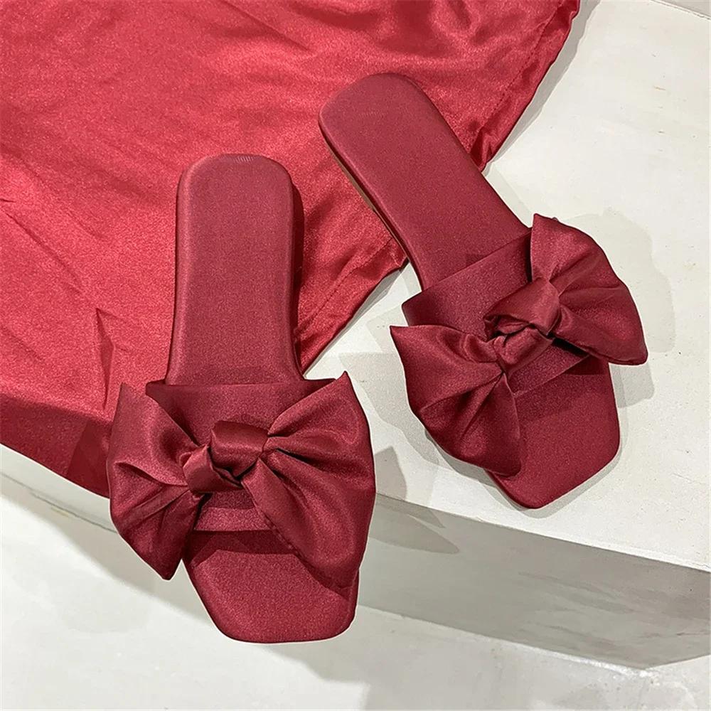 Women's Slippers Luxury Design Open Toe Slippers Indoor Fashion Casual Sandals Comfortable Bow Flat Women Slippers