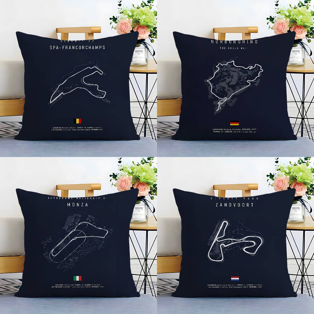 Formula Imola Monaco Circuit F Pillow Case Sofa Decorative Home Doublesided Printing Short Plush Cushion Pillow Cover Gift
