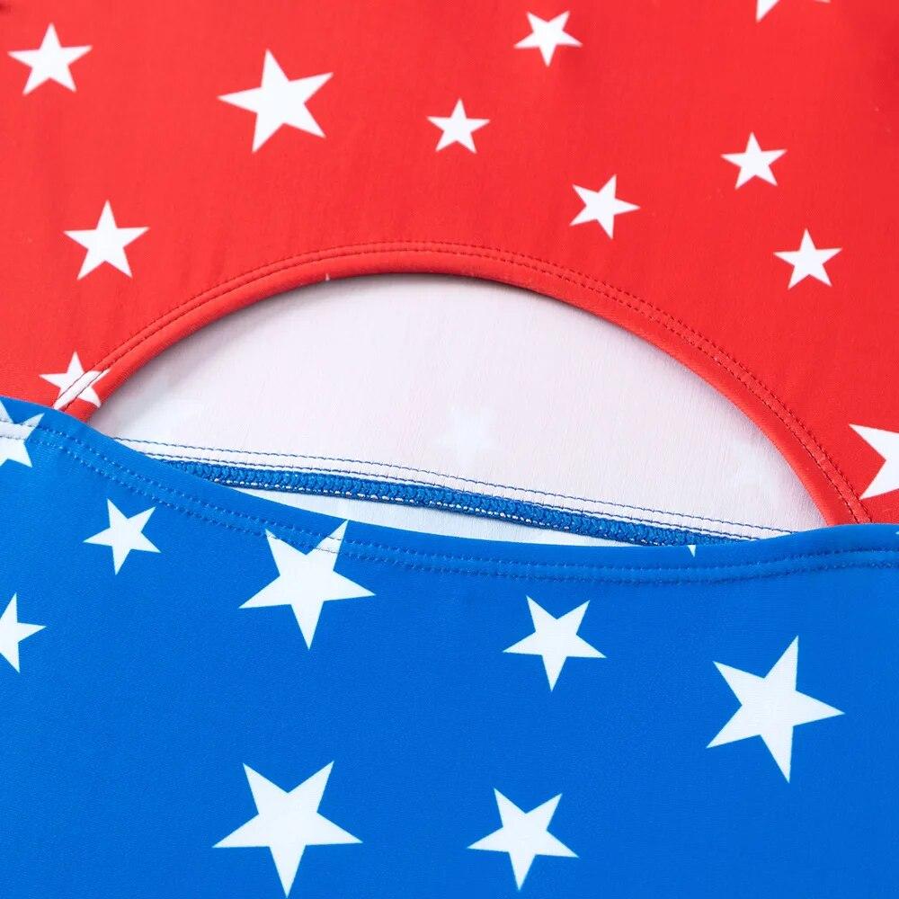 New One-piece Kids Swimsuit Girls Patchwork Star Pattern Swimwear Summer Beach Wear Swimming Suit for Girls 5-14Years