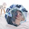 1pc   Kpop Umbrella Portable Folding Umbrella Iron Frame Hole Bone Structure Outdoor Home Umbrella
