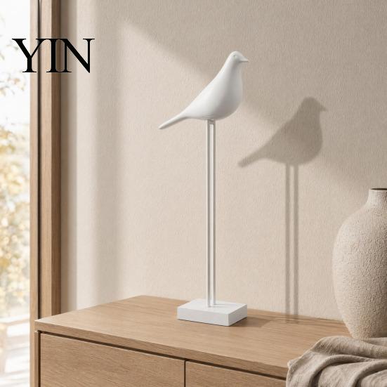 Sophisticated Bedside Table Ornaments Black & White Bird Figurine, Minimalist Modern Art Sculpture for TV Stylish Shelf Decor Bookcases Cabinet