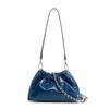 Gold Chain Black Leather Cloud Shoulder Bag - Crossbody & Underarm Style