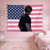 Tactical Character Pink Flag Tapestry Viral Game Aesthetic Polyester Wall Hanging for Bedroom Living Room Edgy Game Themed Roo