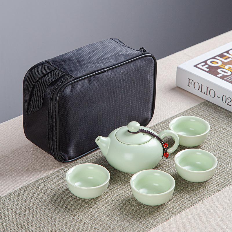 Portable Bag, Travel Kung Fu Tea Set, Ceramic Xishi Pot, One Pot, Two Cups, Four Cups Set, Creative Gift Souvenir