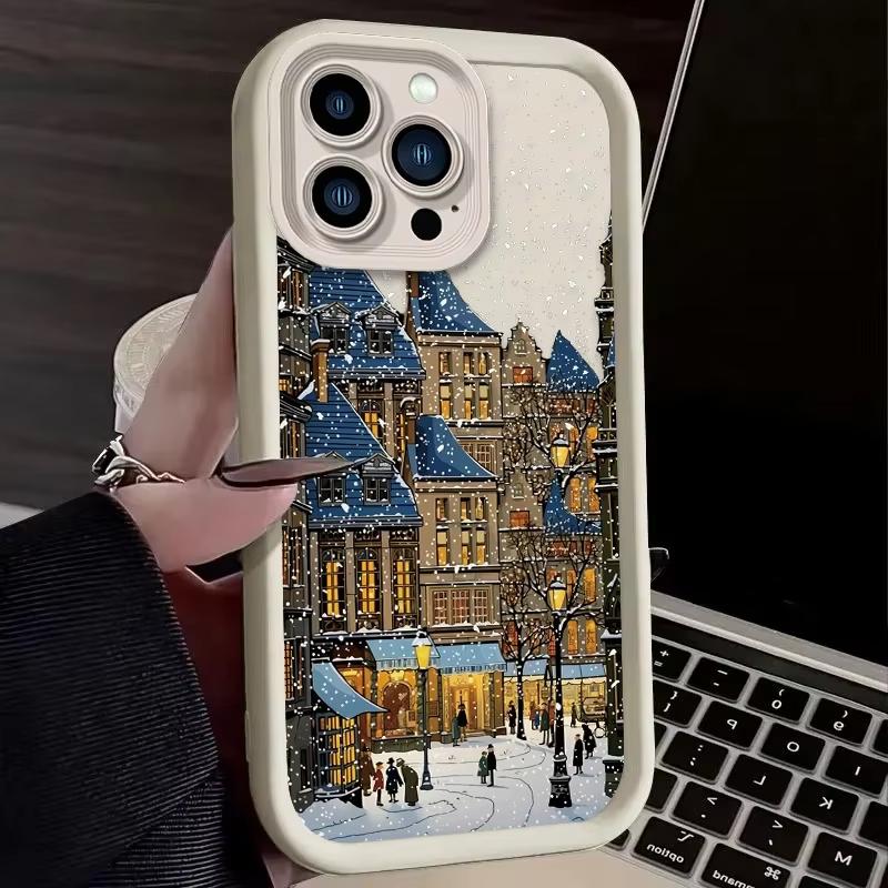 Winter Cartoon Christmas Style Snow Phone Case For Samsung Galaxy S25 Ultra S24 S23 FE S22 Plus S21 A54 A55 Soft Silicone Cover