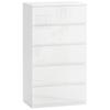 Kommode mit 5 Schubladen Anti-Kipp-Design Kommode für Wohnzimmer Flur 55x33x100 cm Glänzend Weiß