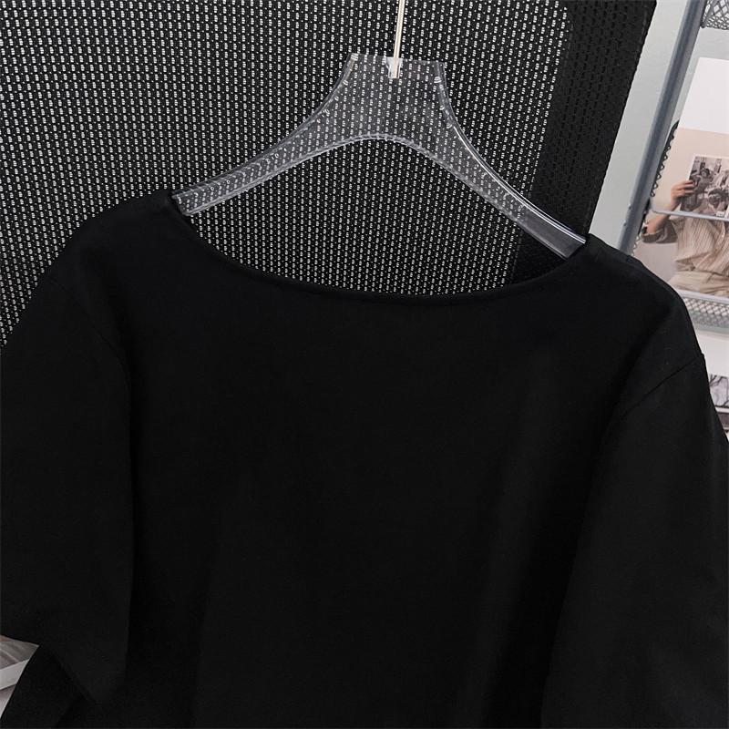 Plus Size V-Neck Loose Mid-Length Short-Sleeve T-Shirt for Women