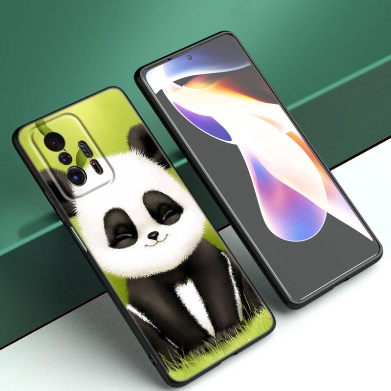 Panda Chinese Bear Phone Case For Xiaomi Mi A2 8 9 SE Note 10 10T 11 12 Lite 9T 11T 12S 12T Pro A3 6X 12X Soft TPU Black Cover