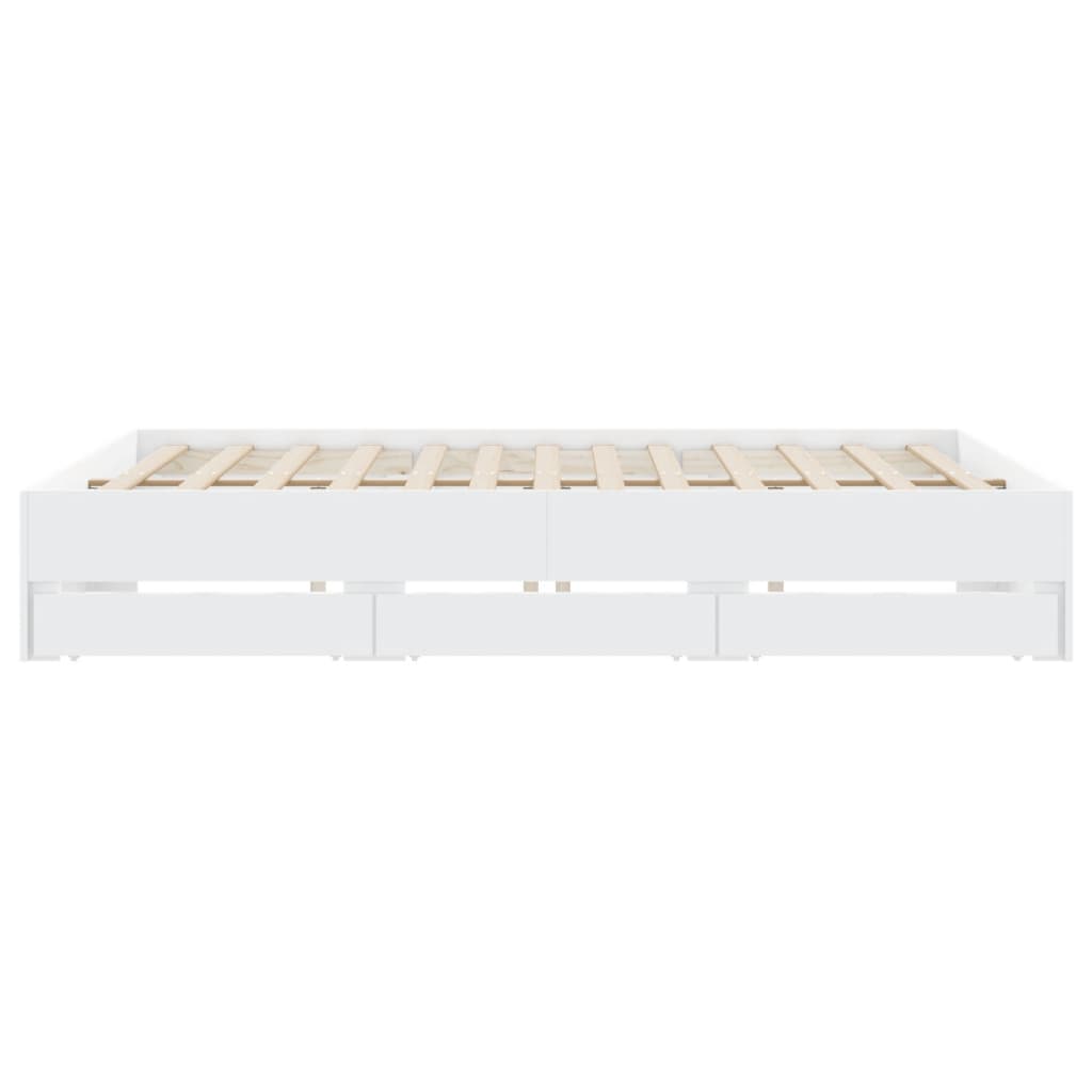 Vidaxl Bed Frame with Drawers, White, 180X200 Cm