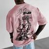 Camiseta Anime High Street Y2K Casual Holgada Manga Corta Estampada Algodón Cuello Redondo Deportiva Oversize Streetwear Unisex