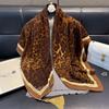 Leopard Print Tassel Fashion Versatile Imitation Silk Scarf Shawl Headscarf Women'S Scarf