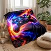 Cosmic Game Controller Flames Blanket Personalized Name Flannel Blanket Soft Cozy Plush Throw for Sofa Bed Lightweight Home Decor