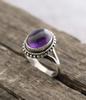 Handgefertigter Designer-Ring mit Amethyst-Edelstein, massives 925er Sterlingsilber, Geburtsstein-Ring, Unisex-Ring, Geburtsstein-Schmuck