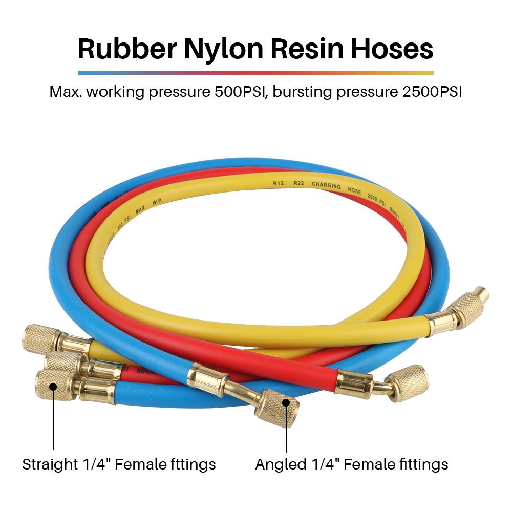 Freon R314A R22 Air Conditioning Recharge Hose Refrigerant Dual Gauge Valve Tool Set Measuring Gauge Car Air Conditioner Tools