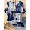 Vibrant Short Sleeve Top Spring & Summer Comfortable Casual Womens Curvy Fashion Clothing Plus Size Geometric Chic T-Shirt