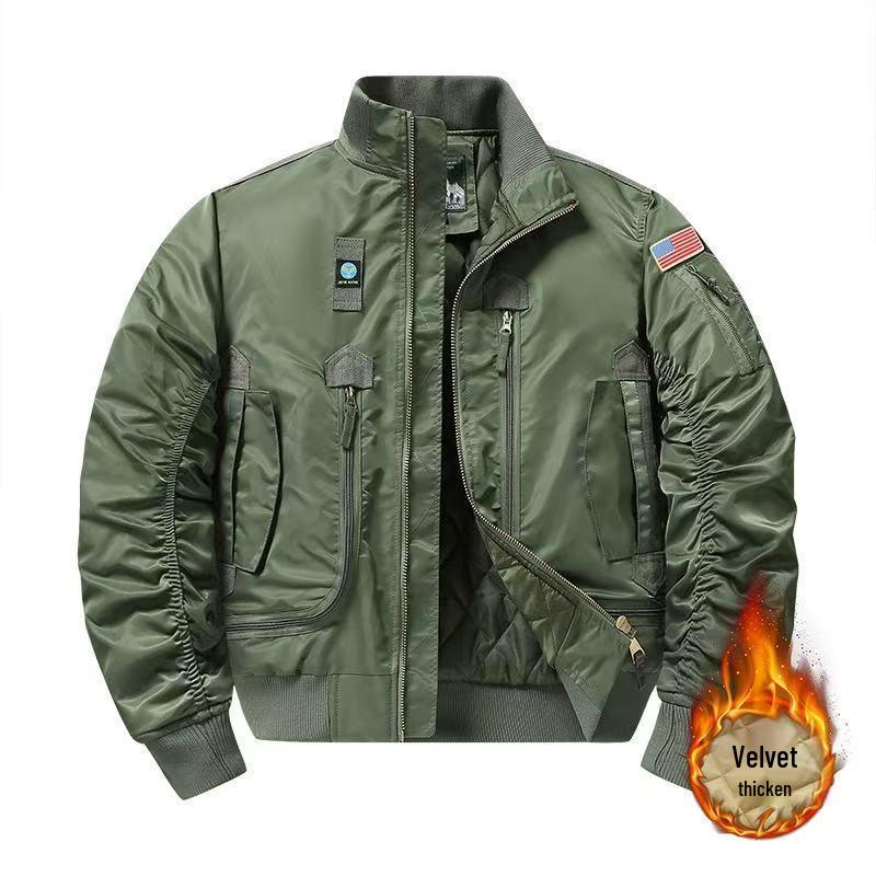 Plus Size Cotton Thickened MA1 Air Force Pilot Jacket for Autumn/Winter