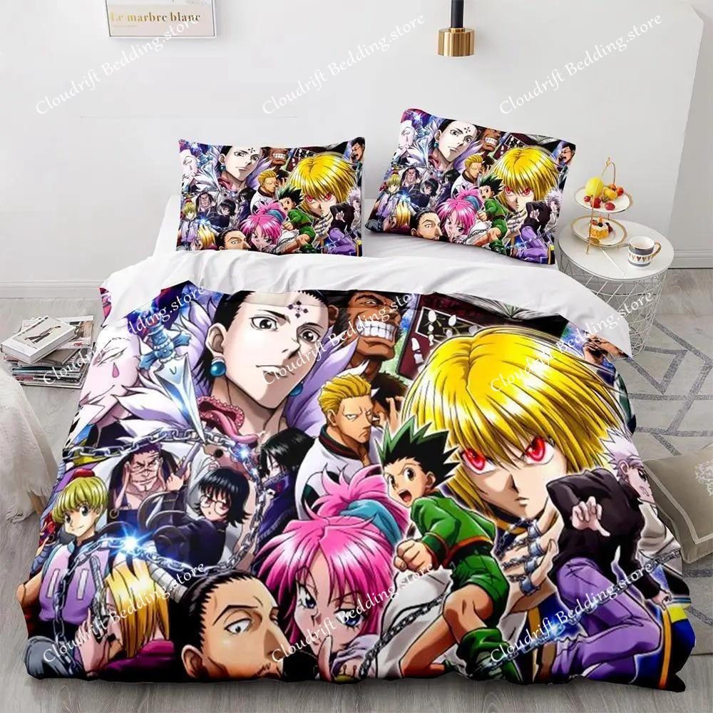 HUNTER×HUNTER Bettwäscheset Einzelbett Twin Full Queen King Size Bettset Erwachsene Kind Schlafzimmer Bettdeckenbezug-Sets Bettmöbelset Schlafzimmer