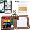 Mini Watercolor Travel Set, 2026 New Watercolor Kit, 24 Color Pocket Artist Watercolor Travel Set With, Wooden Grid Paint Box