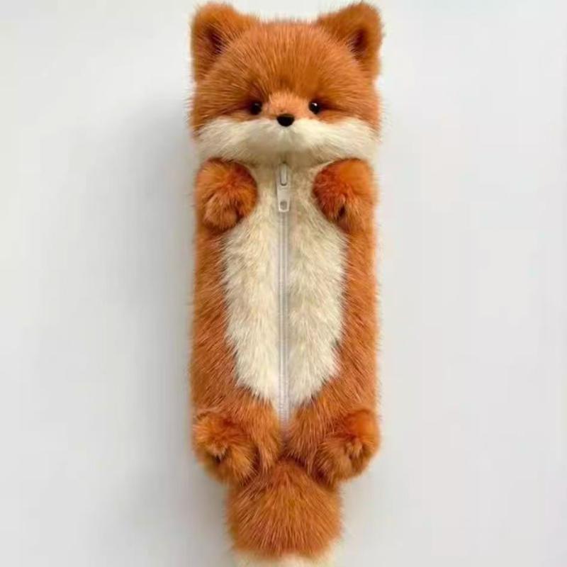 Cartoon Plush Pencil Pouch Funny Cute Student Animal Pencil Cases Personalized Stationery Storage Bag Best Friend Gifts