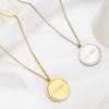 Titanium Steel Necklace English Round Pendant Plated Stainless Steel Real Gold Niche Design Jewelry