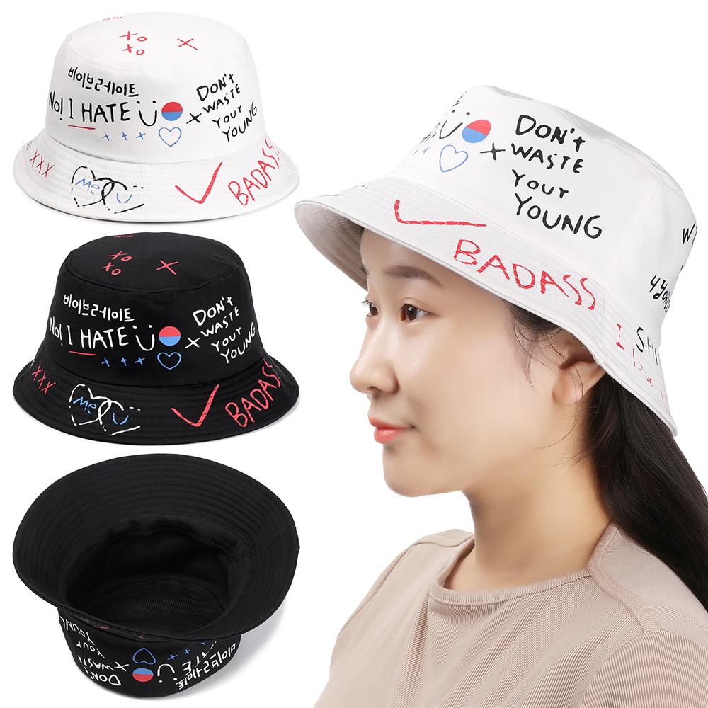 Summer Outdoor Harajuku Bucket Hat Hip Hop Cap Graffiti Hat Fisherman Hat