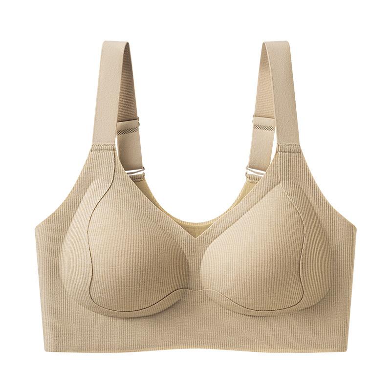 Lift Seamless Underwear Women's Thin Big Breasts Show Small Anti-sagging Breast Vest No Steel Ring Adjustment Large Size Bra