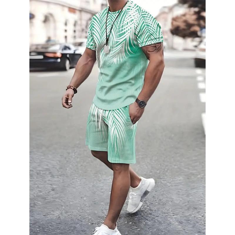 Summer Anchor Flower 3D Print T-Shirts Shorts Sets Men's Tracksuits Oversized Short Sleeve T Shirt Pants Set Man Suits Clothing
