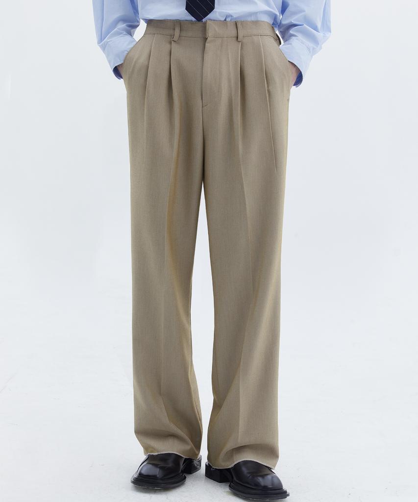 TRIP LE SENS Light Double-Pleated Wide Slacks _Black