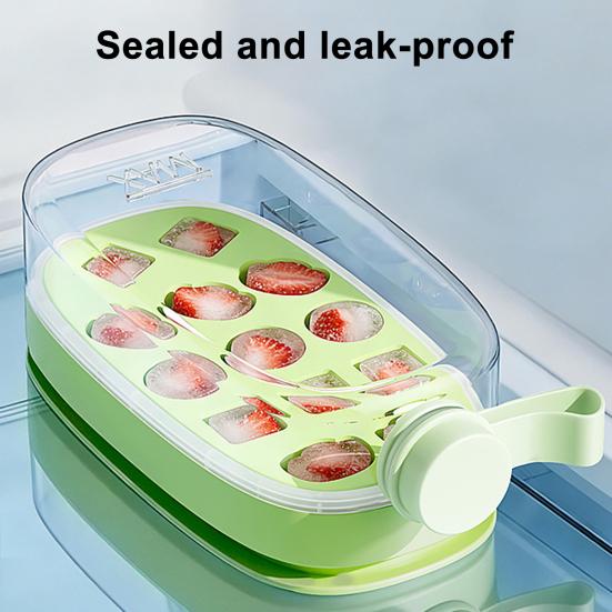 3 In 1 Ice Cube Bottle, Ice Cube Bottle with Straw, Portable Touch Free Ice Cube Trays, Press To Release Ice Tray for Home Ice Making, Outdoor