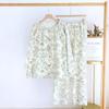 2026 New Spring and Autumn Women's Pajama Set 100% Pure Cotton Crepe Long Sleeved Pants Two Piece Set Thin Home Fury Sleepwear
