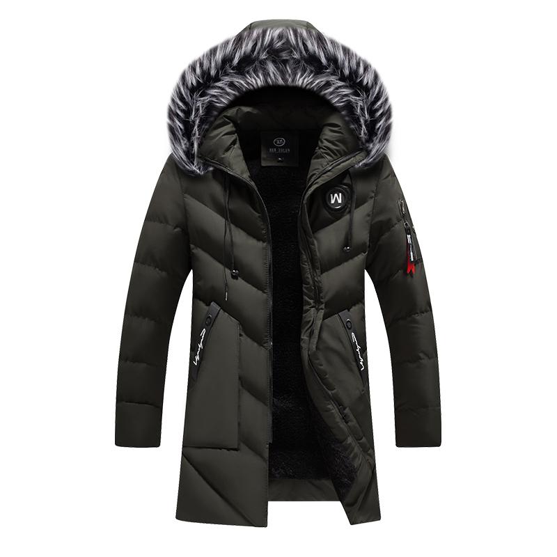 Winter Men Jackets Warm Thick Multi-Pocket Hooded Parkas Coats Mens Casual Fleece Fur Collar Windbreaker Padded Overcoat Solid