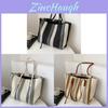 Canvas Tote Bag For Women With Striped Pattern And Zipper Closure For Daily Use