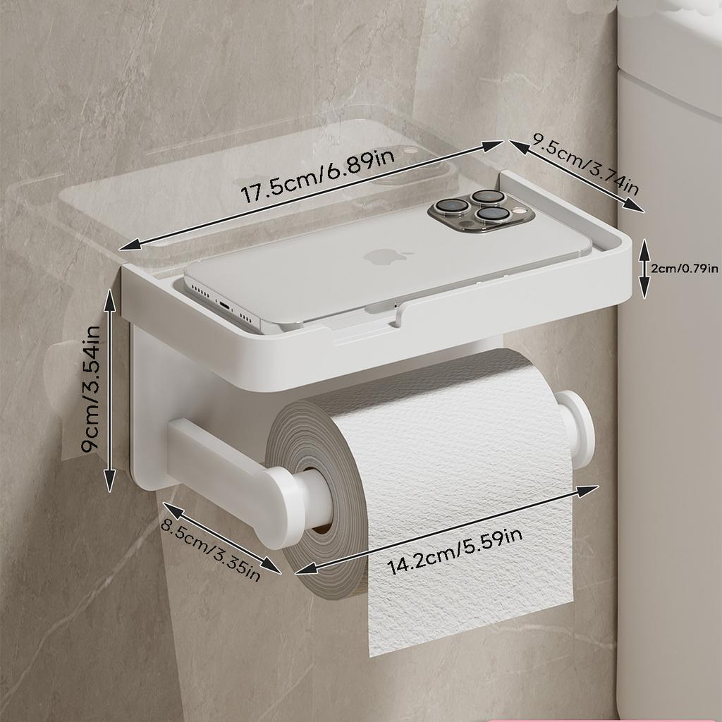 Wall-Mounted Toilet Paper Holder Bathroom Tissue Holder Aluminum Alloy Paper Roll Holder Phone Storage Shelf Bathroom Accessorie