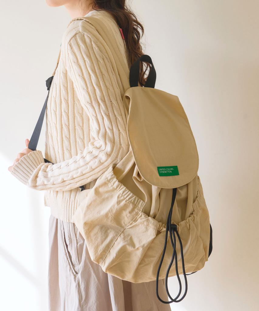 Benetton Shirred Laptop Backpack - [Cream Beige]