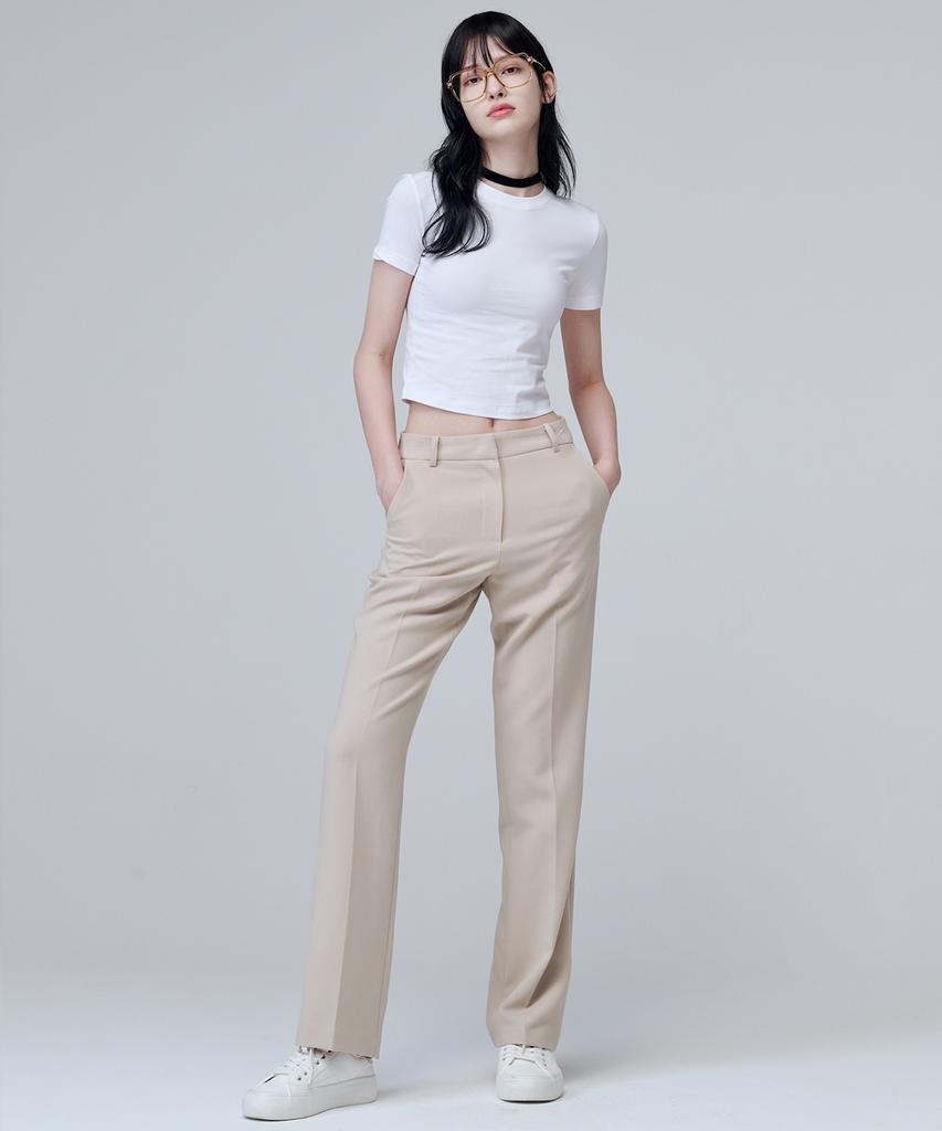 MALOUPE 2140 Stretch Slim Bootcut Pants (Beige)