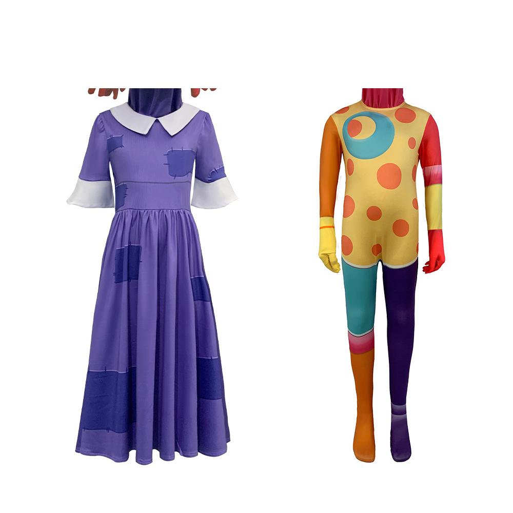 Digital Circus Pomni Cosplay Costume Amazing Freak Circus Cartoon Caine Cosplay Outfits Child Halloween Costumes Pomni Jumpsuit