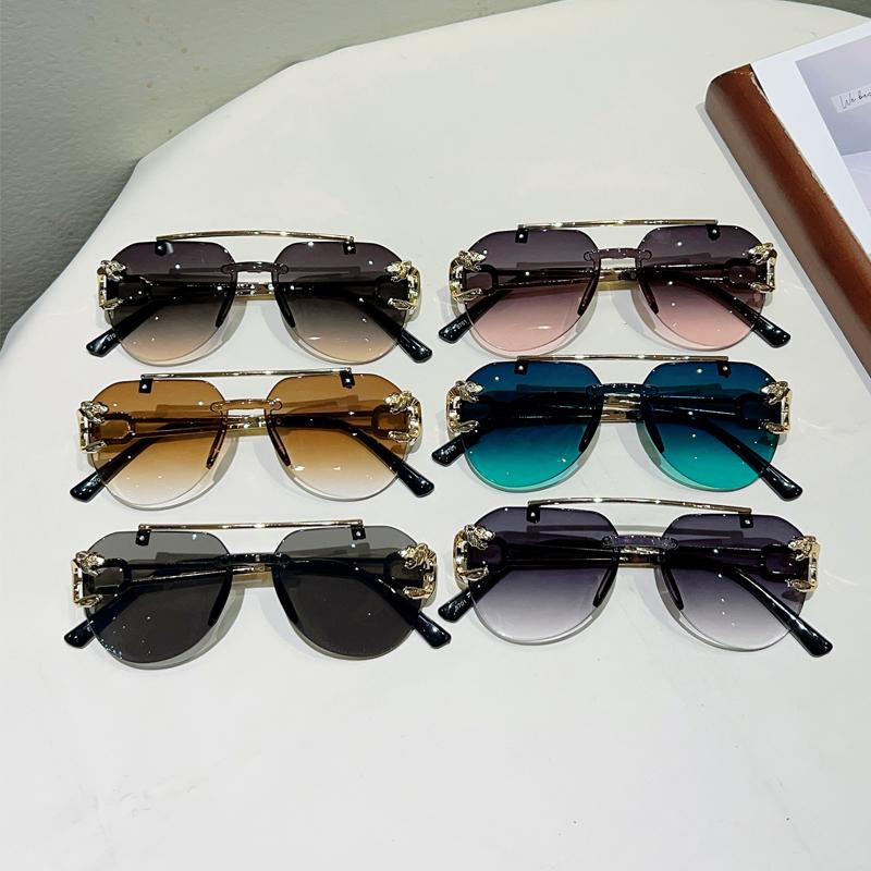 Occhiali da Sole Aviator Senza Montatura Uomo Moda Vintage Gradiente Casual Lenti Donna Trendy Design di Marca Decorazione Esterna Occhiali da Sole