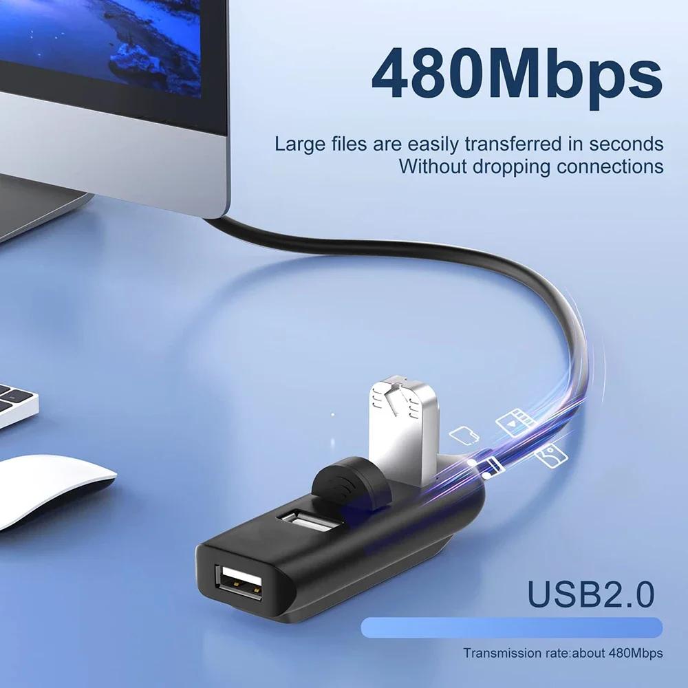 4-in-1 USB HUB USB 2.0 Splitter USB Docking Station 480Mbps High Speed Transmission OTG Adapter for PC Laptop Macbook Pro