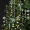 18 Stück Kristall-Weihnachtsschmuck für Baum Klarer Acryl-Schneeflocken-Eiszapfen-Hängeschmuck mit Tropfenanhängern zur Wunderlands-Kronleuchterdekoration