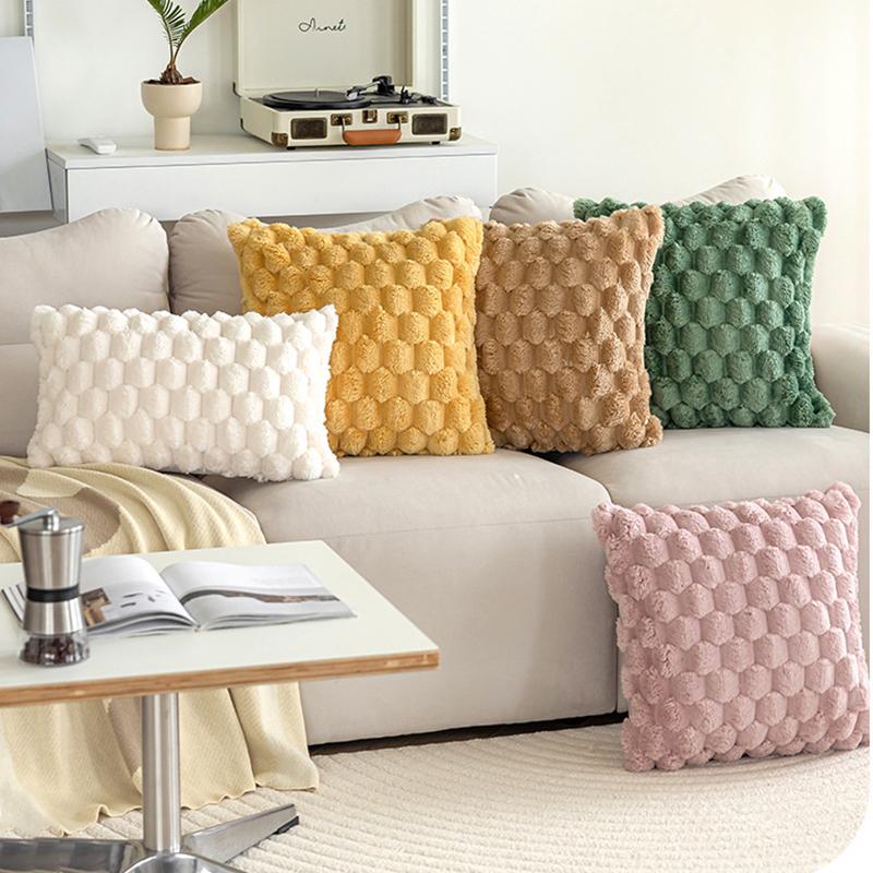 Superzachte Pluche Kussensloop Winter Plaid Kussenhoes voor Bank en Nachtkastje, Woonkamer Scandinavische Decoraties Rechthoekige Hoes