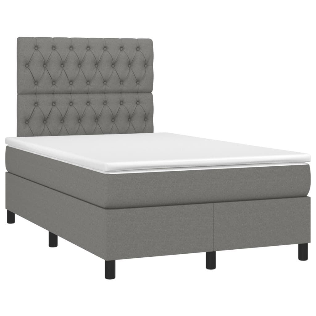 Box Spring Bed with Mattress Dark Gray 120x190 Cm Fabric