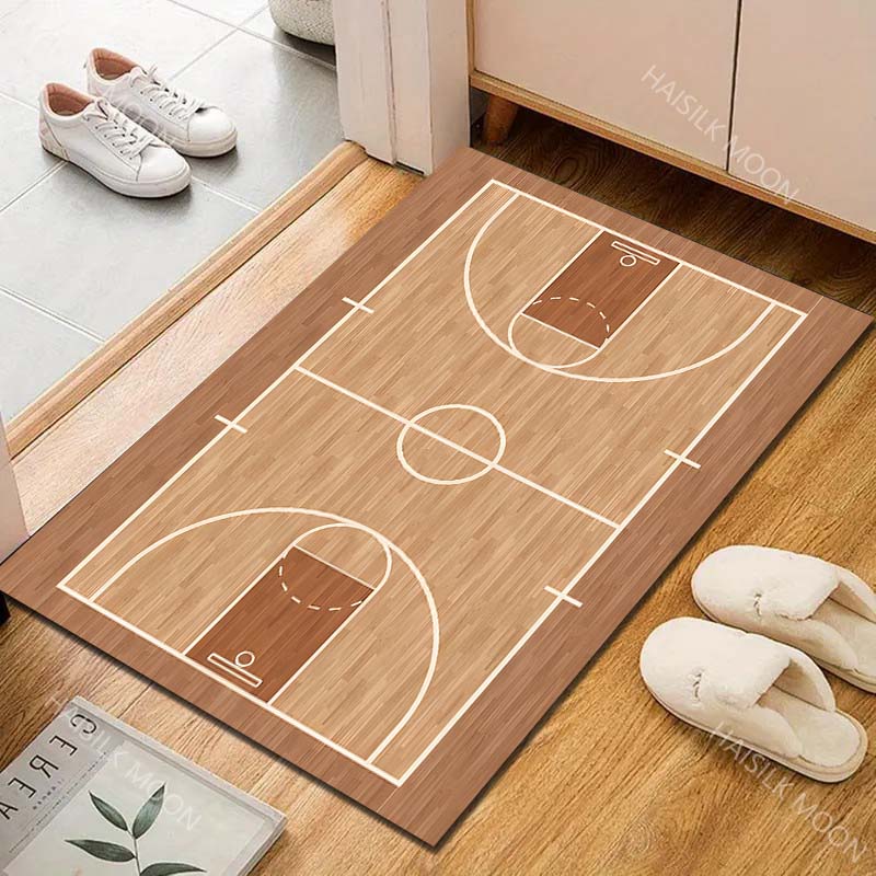 Basketball Court Wooden Flooring Print Carpet Rug for Living Room Bedroom Sofa Doormat Home Decor Non-slip Floor Mat