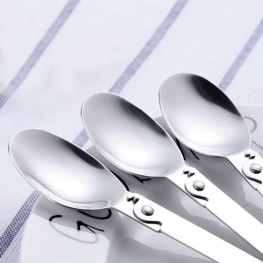 304 Stainless Steel Folding Spoon Portable Silver Outdoor Travel Tableware Soup Spoon Titanium Coffee Spoon