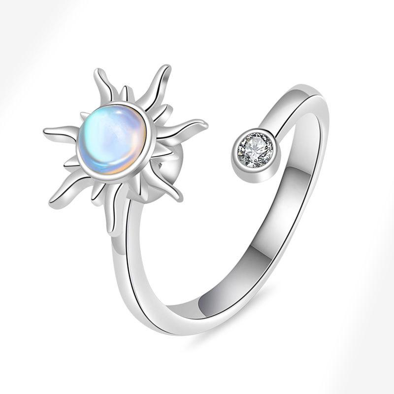 VENTFILLE 925 Sterling Silber Sonnenblume Diamant Zirkon Drehbarer Ring Für Frauen Geschenk Stressabbau Ring Schmuck Großhandel