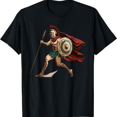 Achilles Cartoon Greek Warrior Trojan War T-Shirt