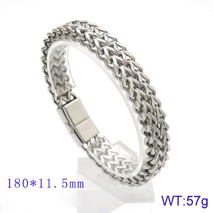 Newest Handmade Jewelry Braided Double-row Flat Buckle Stainless Steel Men's Bracelet, Fashionable and Simple