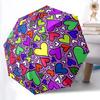 1pc Heart Print Automatic Umbrella - Automatic Opening And Closing, Sturdy Iron Frame, Portable Folding Design Yy251018109