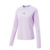 Li Ning Running Series Merklogo Casual Comfortabel T-shirt met Ronde Hals en Lange Mouwen Dames T-shirt Koel-Paars ATLV034-3