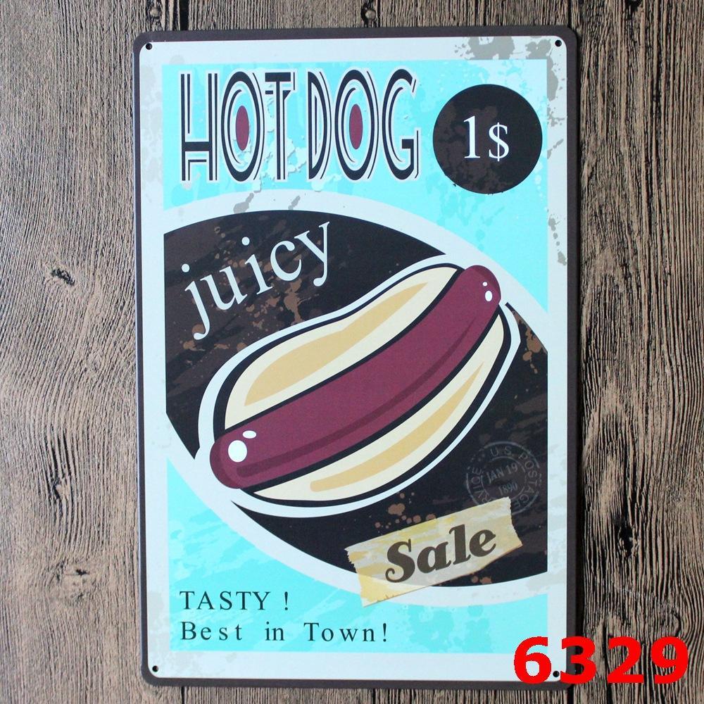 Cake Hamburger Ice Cream Europe and America Retro Frameless Tin Painting Bar Fashion Decoration Gift Crafts